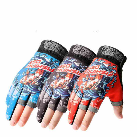 2 pairs non-slip wear-resistant sunshade breathable fishing gloves