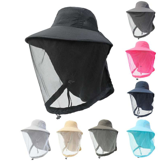 2 pcs Outdoor sun protection breathable mesh mask hat